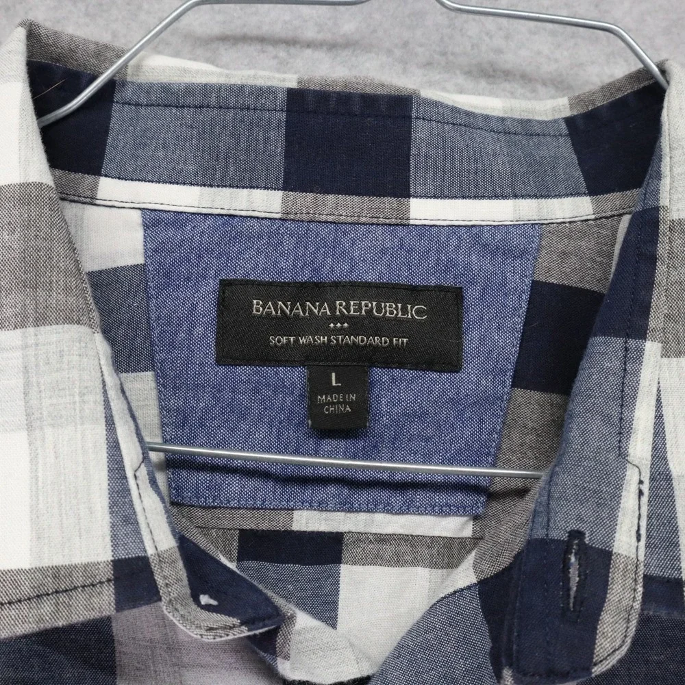 Banana Republic Shirt Mens Large Soft Wash Standard Fit Button Blue Long‎ Sleeve